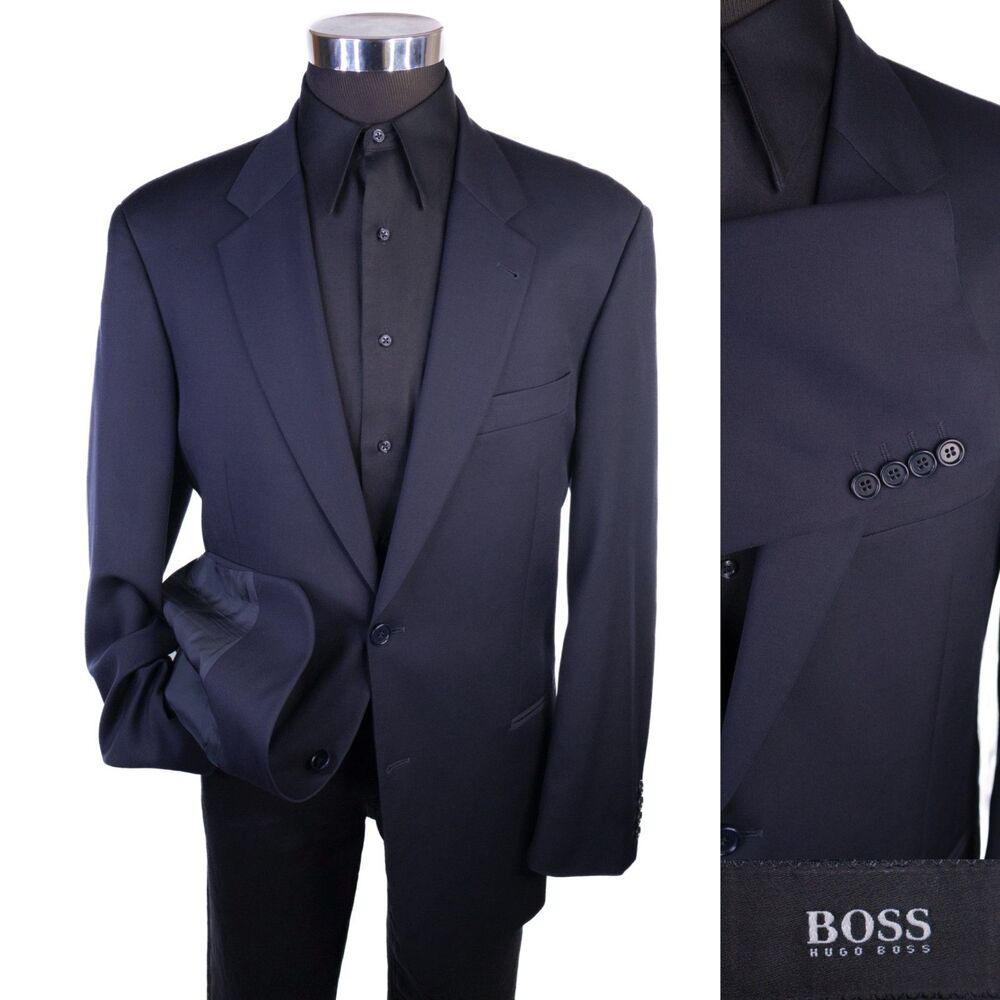 Hugo Boss GALILEI Blazer Sport Coat 42R Blue Super 100 Wool 2-Button Jacket
